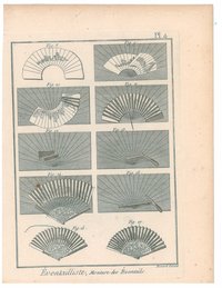 Kupferstich von Diderot / D'Alembert / Benard: Herstellung von Fächern, Tafel 4