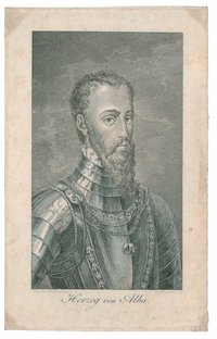 Kupferstich von J. Blaschke: Portrait des Fernando Alvarez de Toledo