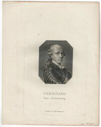 Stahlstich von Anton Wachsmann: Portrait des Herzogs Karl Wilhelm Ferdinand von Braunschweig
