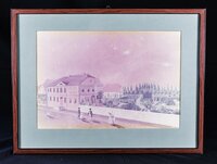 Fotoreproduktion einer Gouache von Johann F. W. Lorenz: Ansicht von Haus Epping an der Marktsstraße in Lippstadt