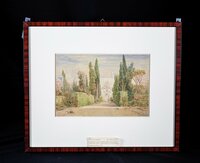 Gouache/Aquarell von P./C. Rose: Ansicht der Villa d'Este (Italien)