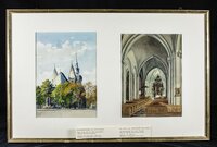 Gouache von Friedrich Ostendorf: Innenansicht der Lippstädter Marienkirche mit barockem Hochaltar