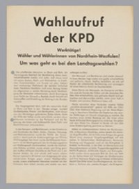 "Werktätige! Wähler und Wählerinnen von Nordrhein-Westfalen!"